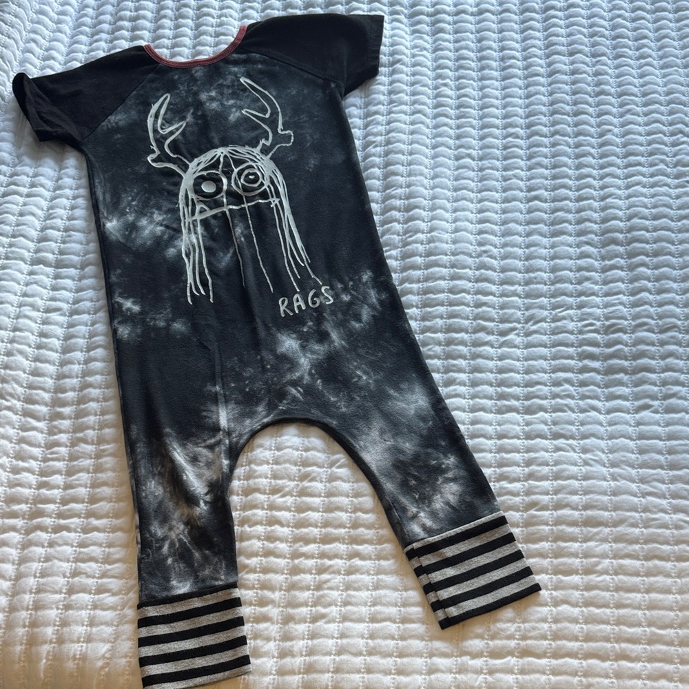 RAGS Black and Gray tie dye Trinny romper  18-24 mos